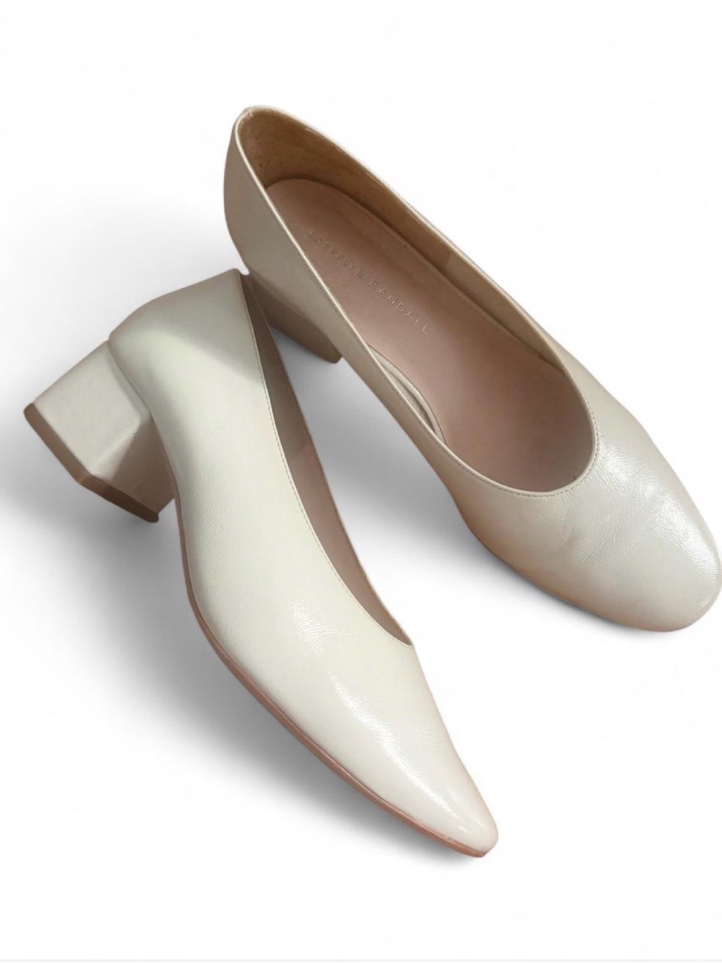 Elegant Cream Block Heel Pumps - Minimalist Women's Shoes